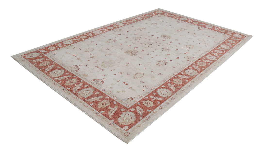 Afghan Ziegler Rug 6' 6" x 9' 7" Hand-Knotted | No. AT12035