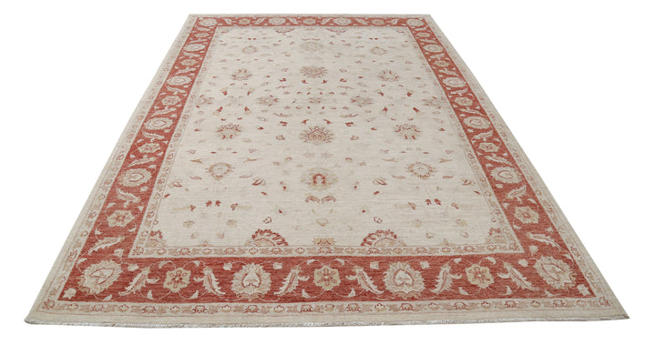 Afghan Ziegler Rug 6' 6" x 9' 7" Hand-Knotted | No. AT12035