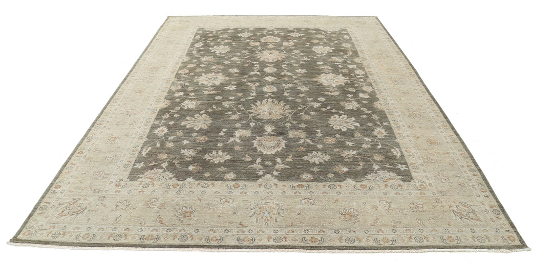 Green Afghan Ziegler Rug 8' 0" x 11' 4" Hand-Knotted | No. AT56141