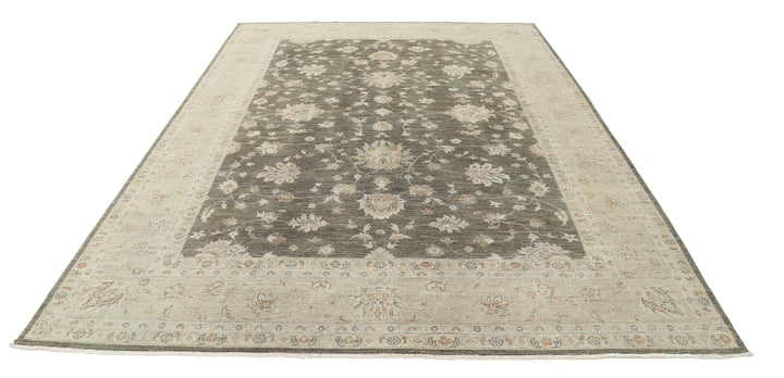 Green Afghan Ziegler Rug 8' 0" x 11' 4" Hand-Knotted | No. AT56141