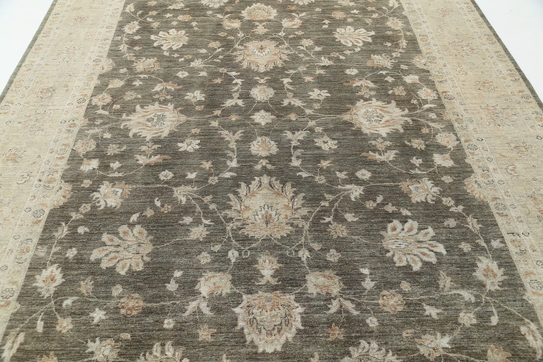 Green Afghan Ziegler Rug 8' 0" x 11' 4" Hand-Knotted | No. AT56141