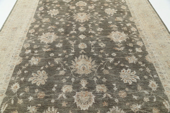 Green Afghan Ziegler Rug 8' 0" x 11' 4" Hand-Knotted | No. AT56141