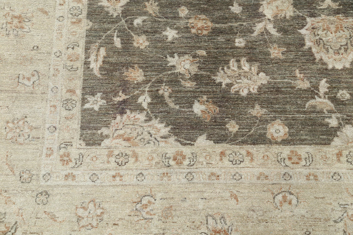 Green Afghan Ziegler Rug 8' 0" x 11' 4" Hand-Knotted | No. AT56141