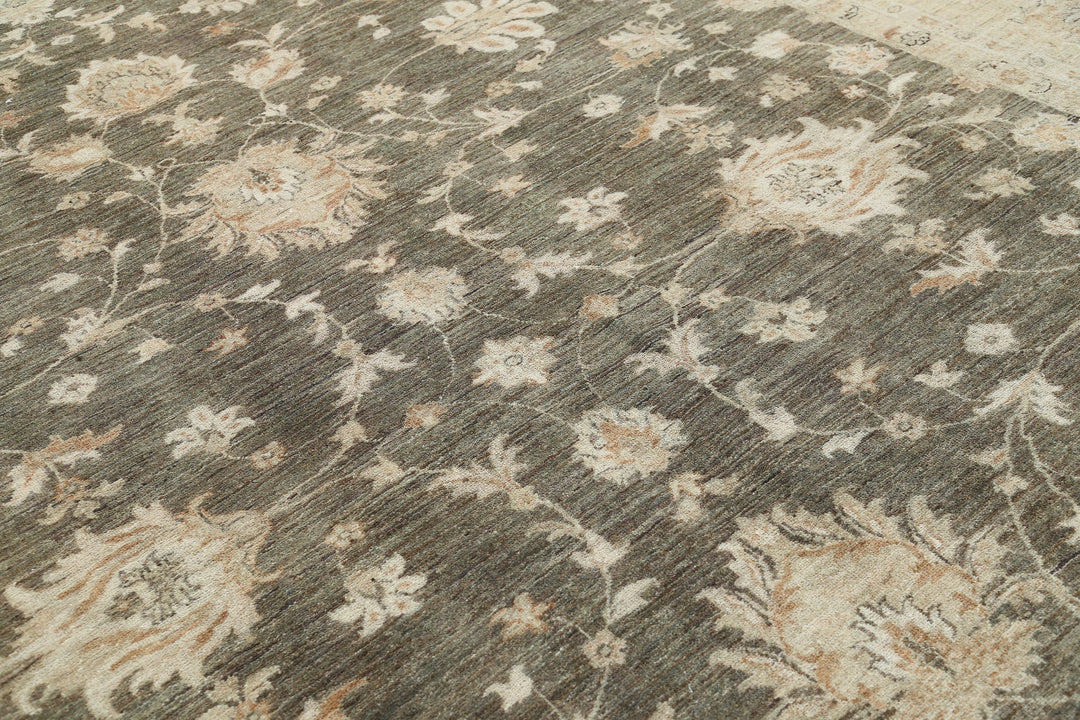 Green Afghan Ziegler Rug 8' 0" x 11' 4" Hand-Knotted | No. AT56141