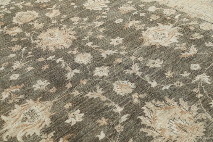 Green Afghan Ziegler Rug 8' 0" x 11' 4" Hand-Knotted | No. AT56141