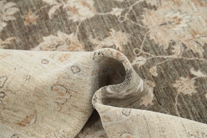 Green Afghan Ziegler Rug 8' 0" x 11' 4" Hand-Knotted | No. AT56141