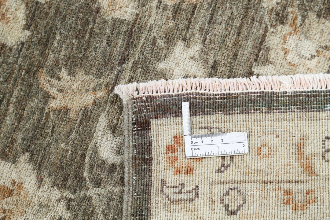 Green Afghan Ziegler Rug 8' 0" x 11' 4" Hand-Knotted | No. AT56141