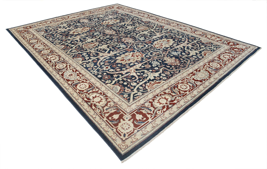 Afghan Ziegler Rug 9' 0" x 11' 6" Hand-Knotted | No. AT48693