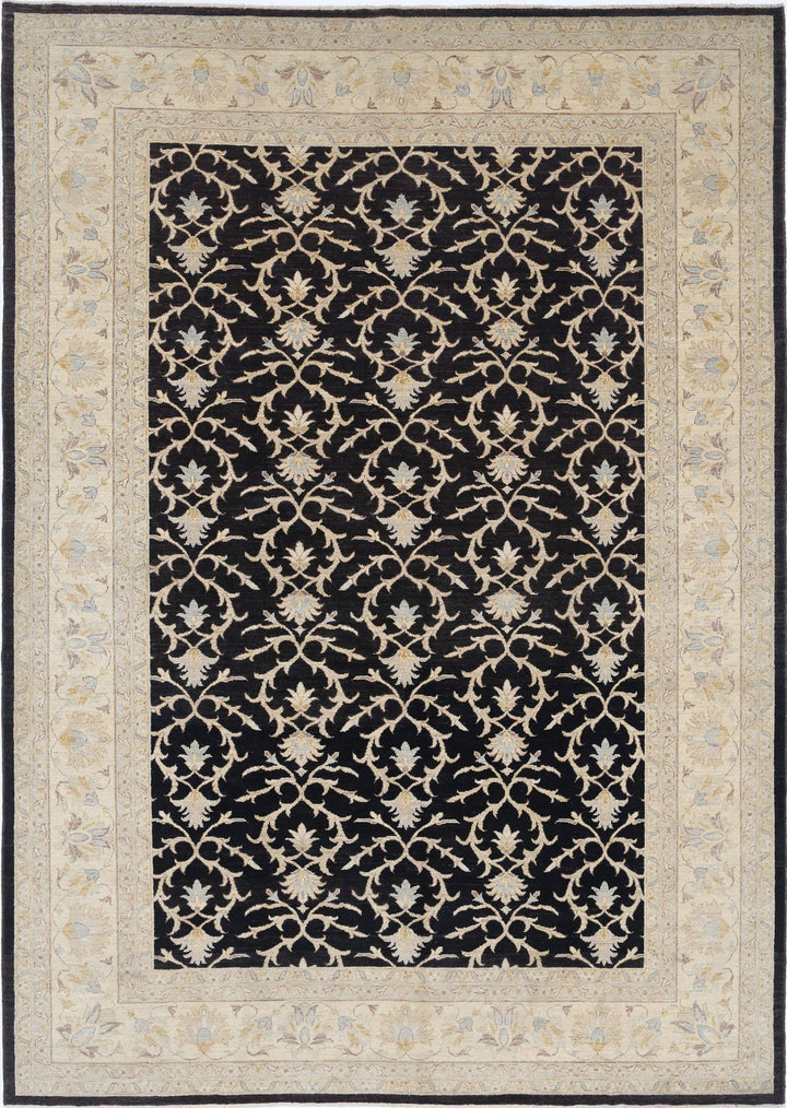 Afghan Ziegler Rug 7' 9" x 10' 9" Hand-Knotted