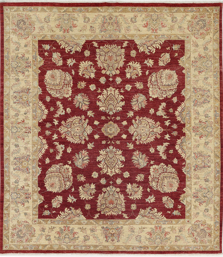 Afghan Ziegler Rug 7' 11" x 9' 1" Hand-Knotted