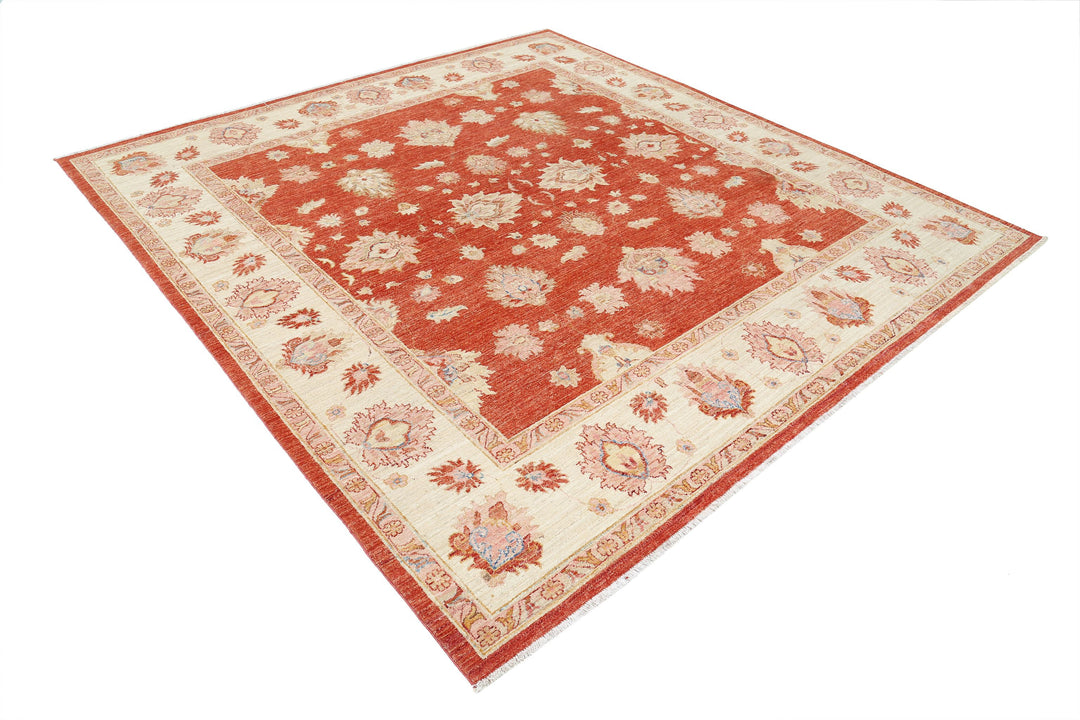 Afghan Ziegler Rug 7' 9" x 8' 2" Hand-Knotted | No. AT74517