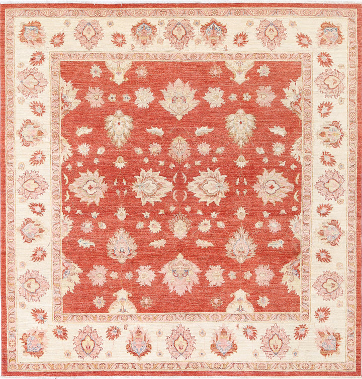 Afghan Ziegler Rug 7' 9" x 8' 2" Hand-Knotted