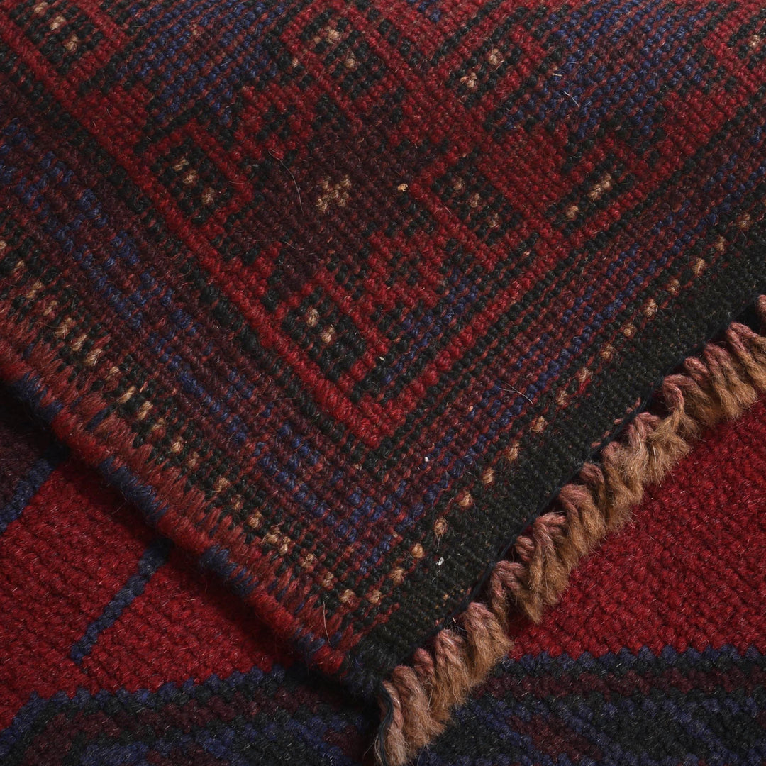 Red Afghan Prayer Rug 2' 7" x 4' 8" Hand-Knotted pattern