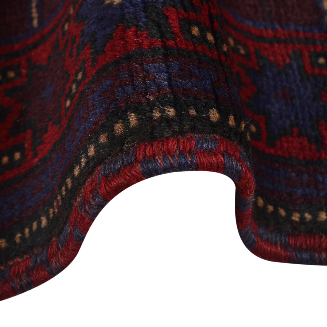 Red Afghan Prayer Rug 2' 7" x 4' 8" Hand-Knotted border