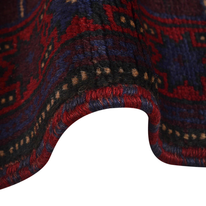 Red Afghan Prayer Rug 2' 7" x 4' 8" Hand-Knotted border