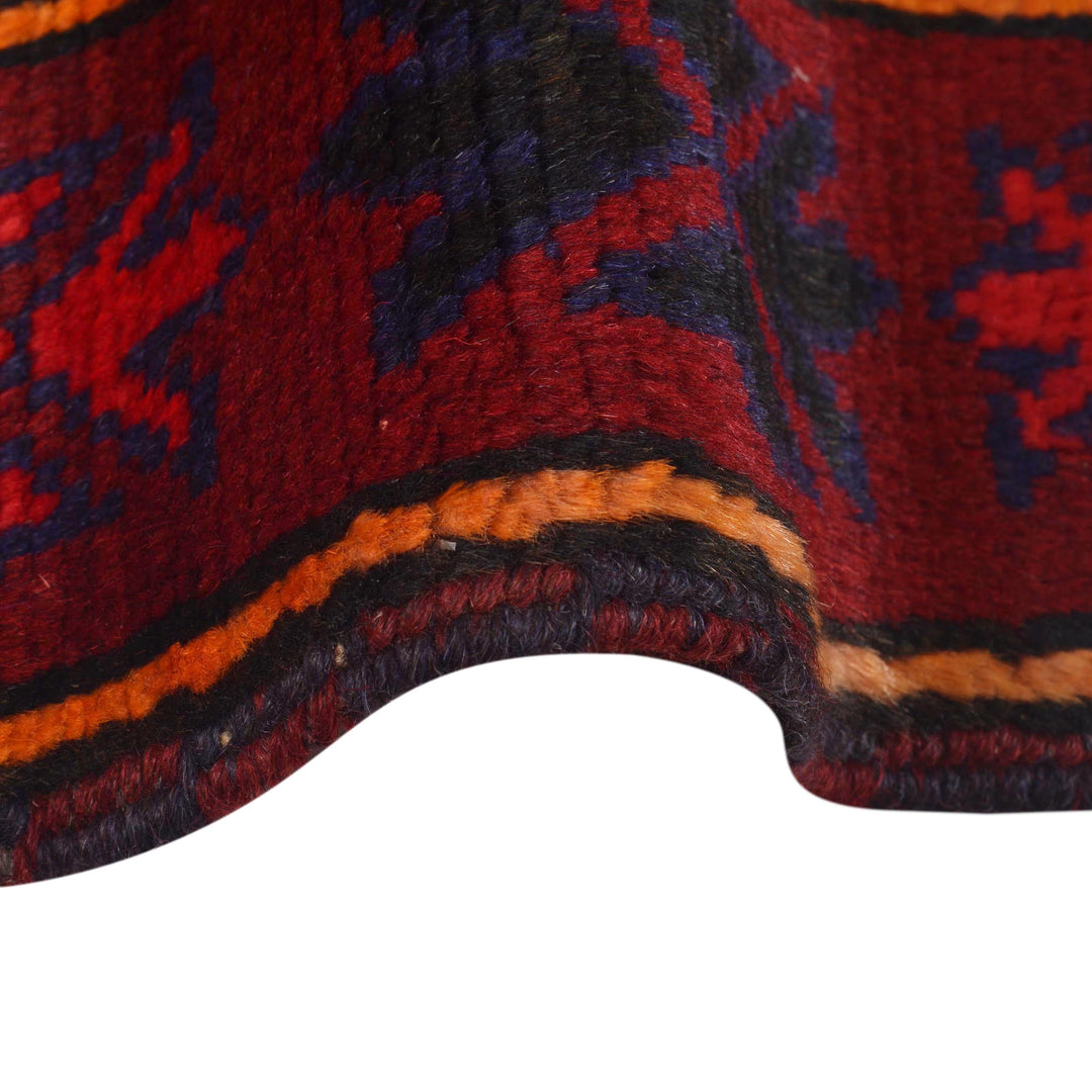 Red Afghan Prayer Rug 3' 1" x 4' 6" Hand-Knotted border