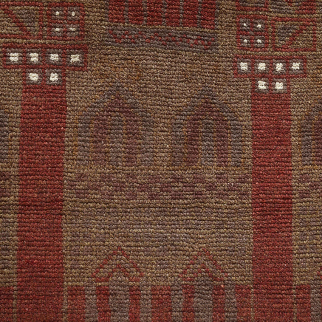 Brown Afghan Prayer Rug 2' 6" x 4' 2" Hand-Knotted | No. AL83635
