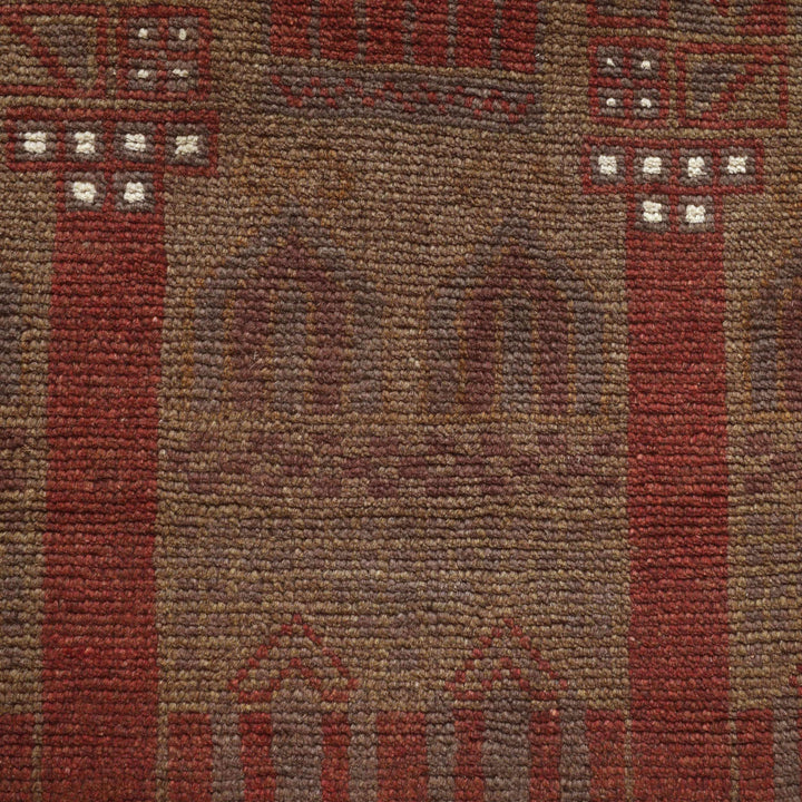 Brown Afghan Prayer Rug 2' 6" x 4' 2" Hand-Knotted | No. AL83635