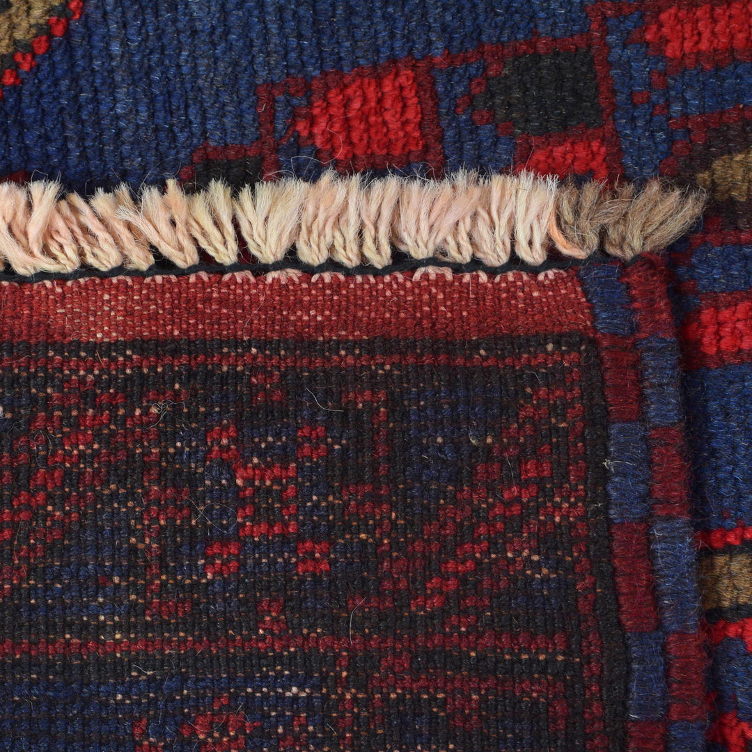 Blue Afghan Geometric Prayer Rug 2' 7" x 4' 6" Hand-Knotted | No. AL75816