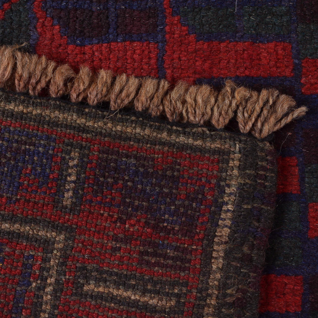 Red Afghan Prayer Rug 3' 0" x 4' 8" Hand-Knotted pattern