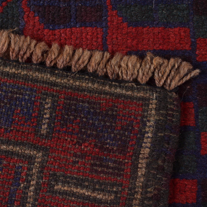 Red Afghan Prayer Rug 3' 0" x 4' 8" Hand-Knotted pattern