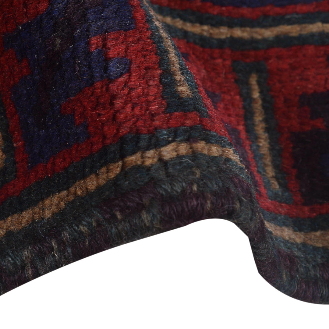 Red Afghan Prayer Rug 3' 0" x 4' 8" Hand-Knotted border