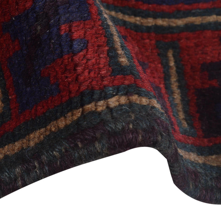 Red Afghan Prayer Rug 3' 0" x 4' 8" Hand-Knotted border