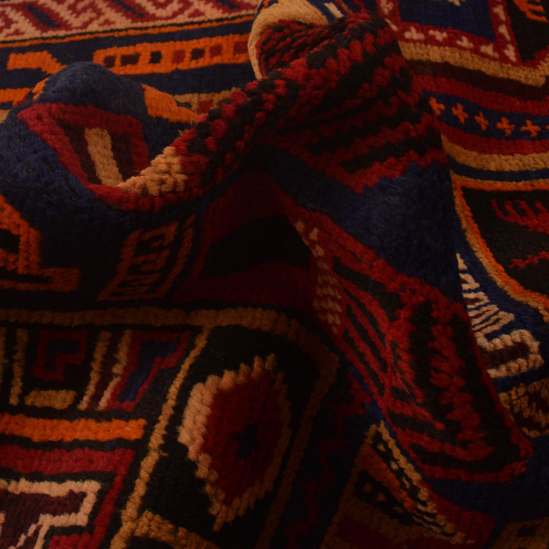 Afghan Prayer Rug 3' 1" x 4' 8" Hand-Knotted reverse