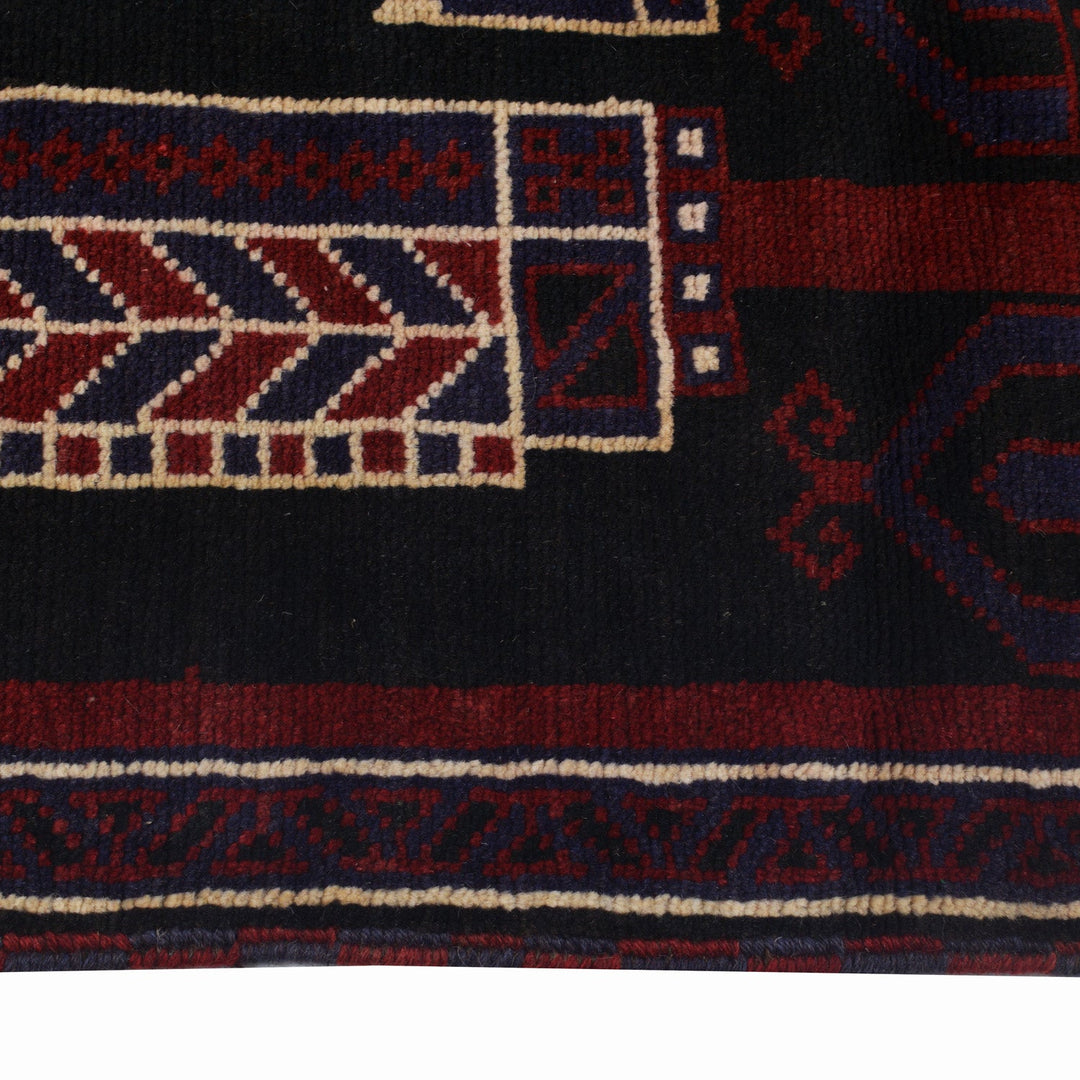 Afghan Prayer Rug 2' 11" x 4' 5" Hand-Knotted detail