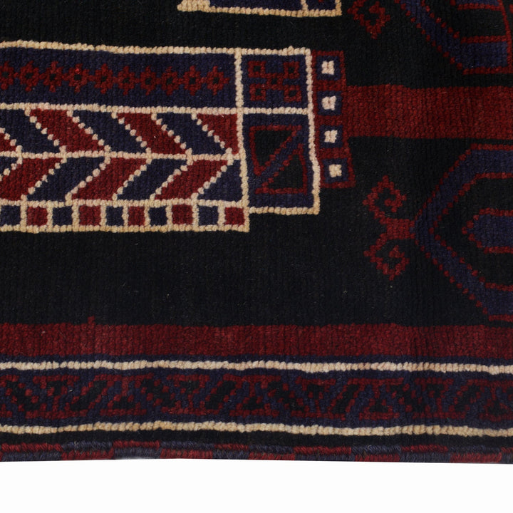 Afghan Prayer Rug 2' 11" x 4' 5" Hand-Knotted detail
