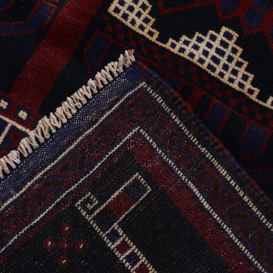 Afghan Prayer Rug 2' 11" x 4' 5" Hand-Knotted border