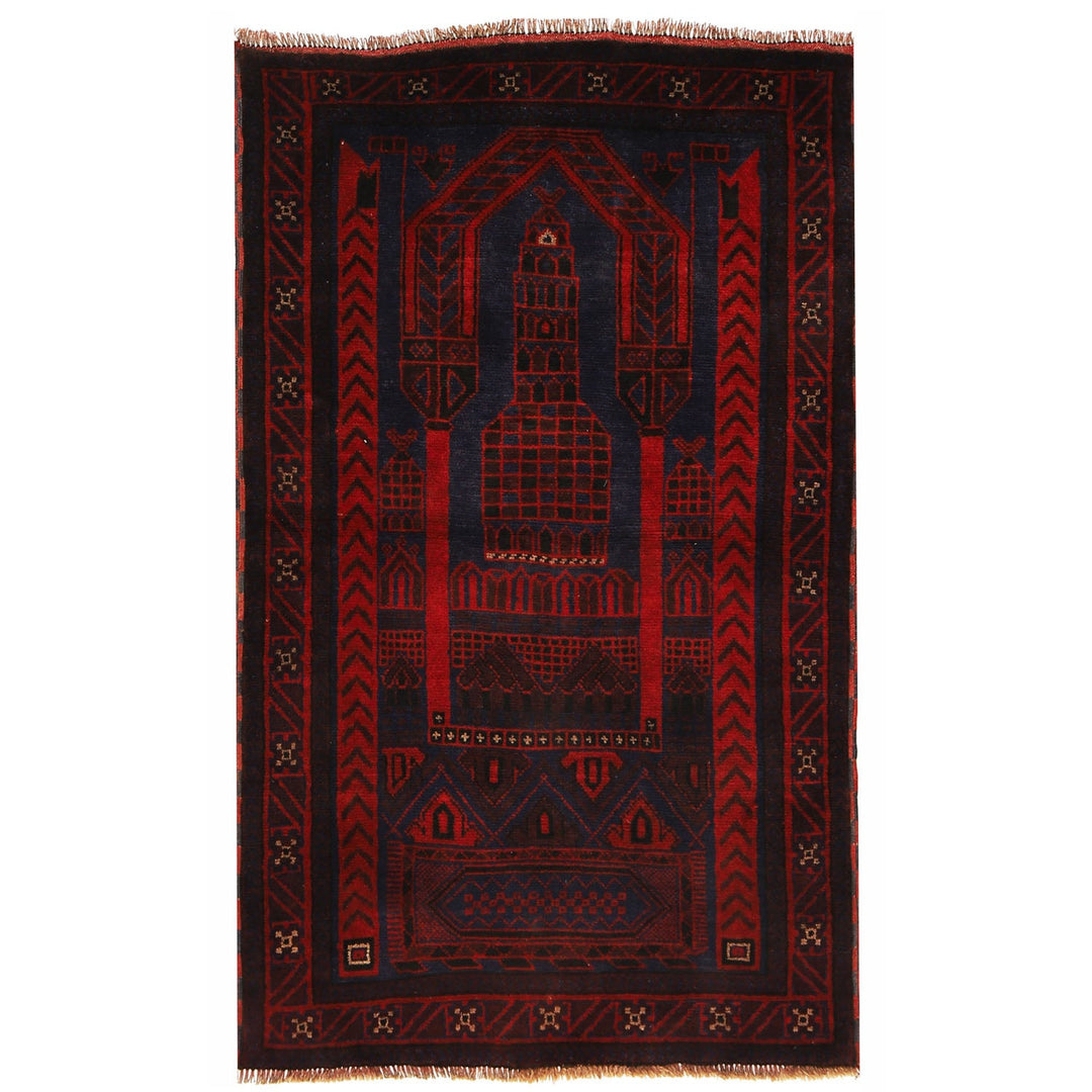 Afghan Prayer Rug 3' 0" x 4' 8" Hand-Knotted