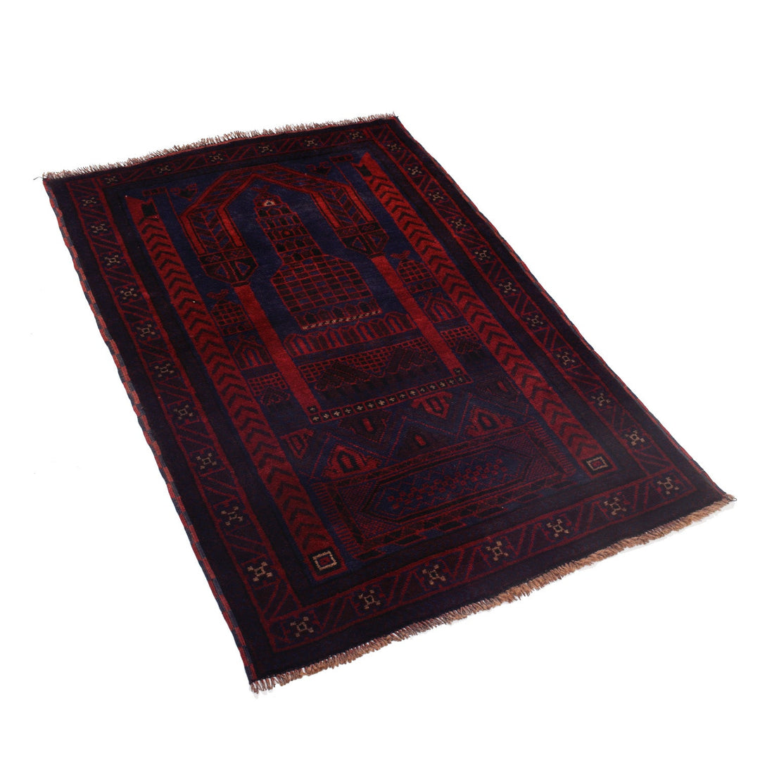 Afghan Prayer Rug 3' 0" x 4' 8" Hand-Knotted pattern