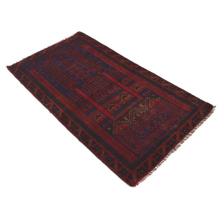 Afghan Prayer Rug 2' 9" x 5' 0" Hand-Knotted close-up