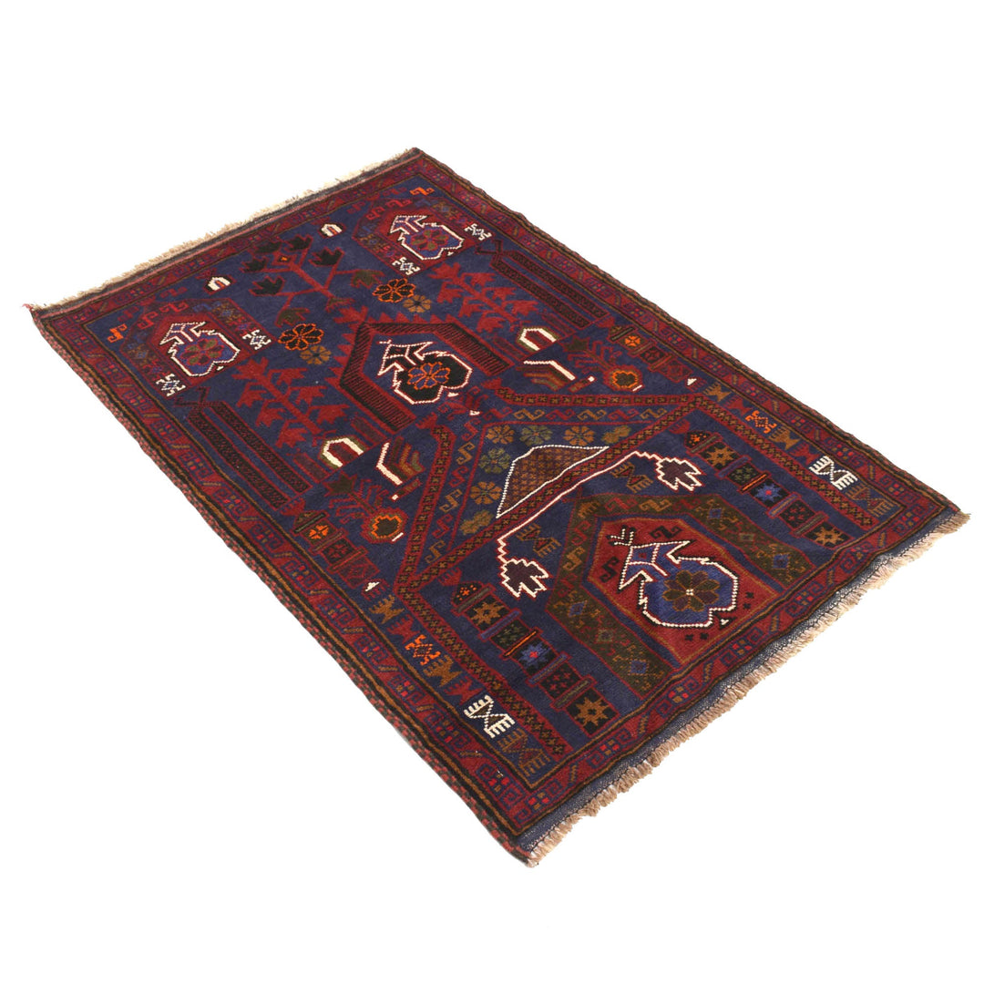 Afghan Prayer Rug 3' 1" x 4' 6" Hand-Knotted | No. AL56955