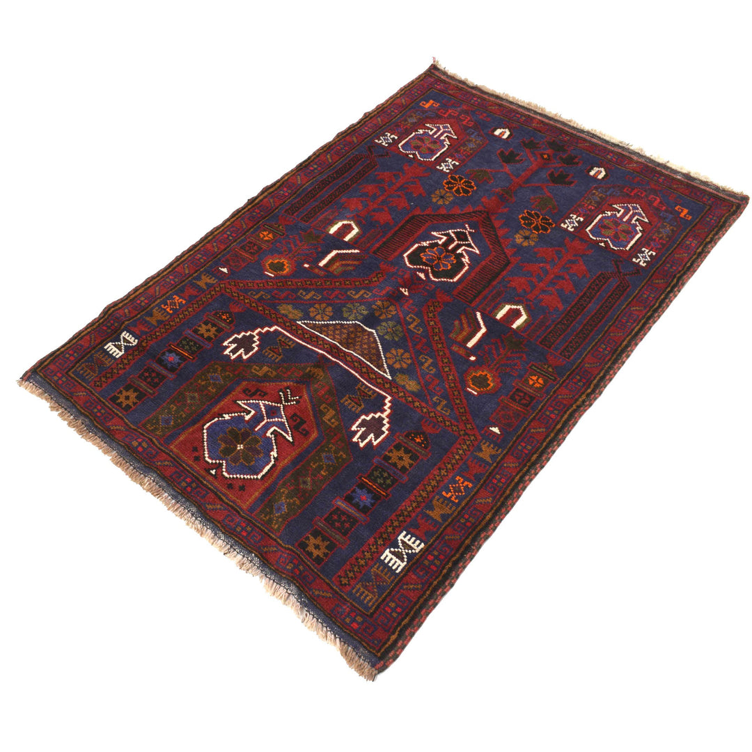Afghan Prayer Rug 3' 1" x 4' 6" Hand-Knotted | No. AL56955