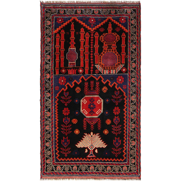 Afghan Prayer Rug 3' 0" x 5' 0" Hand-Knotted | No. AL67811