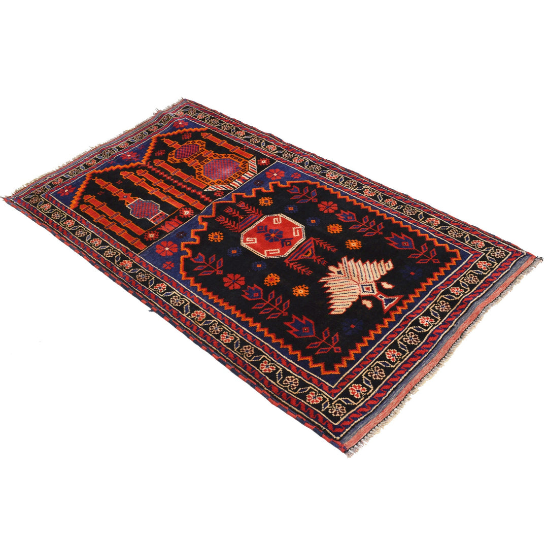Afghan Prayer Rug 3' 0" x 5' 0" Hand-Knotted | No. AL67811
