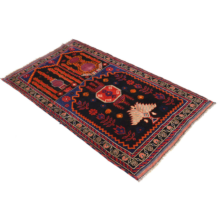 Afghan Prayer Rug 3' 0" x 5' 0" Hand-Knotted | No. AL67811