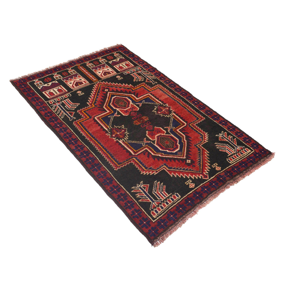 Afghan Prayer Rug 2' 11" x 4' 10" Hand-Knotted view