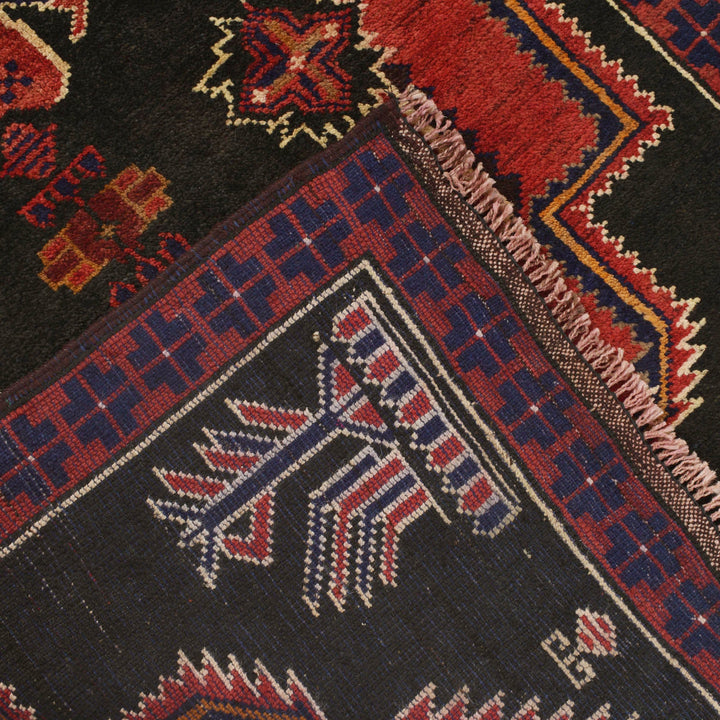 Afghan Prayer Rug 2' 11" x 4' 10" Hand-Knotted close-up