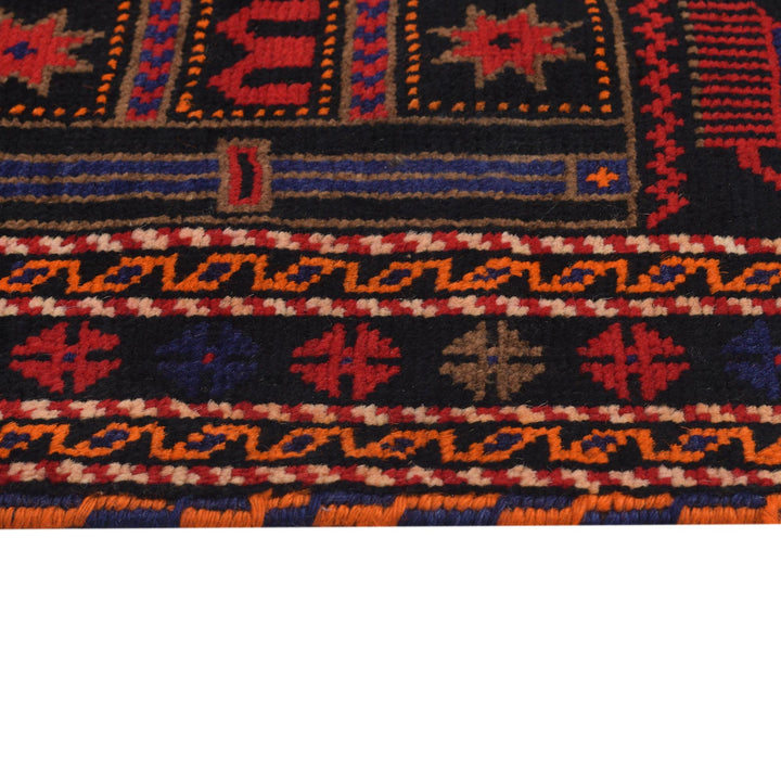 Afghan Prayer Rug 3' 0" x 4' 5" Hand-Knotted detail
