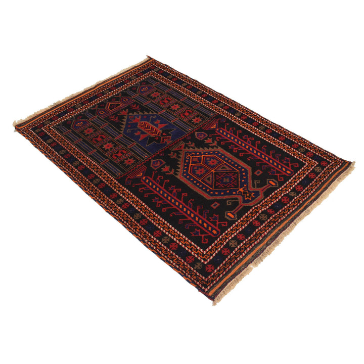 Afghan Prayer Rug 3' 0" x 4' 5" Hand-Knotted close-up