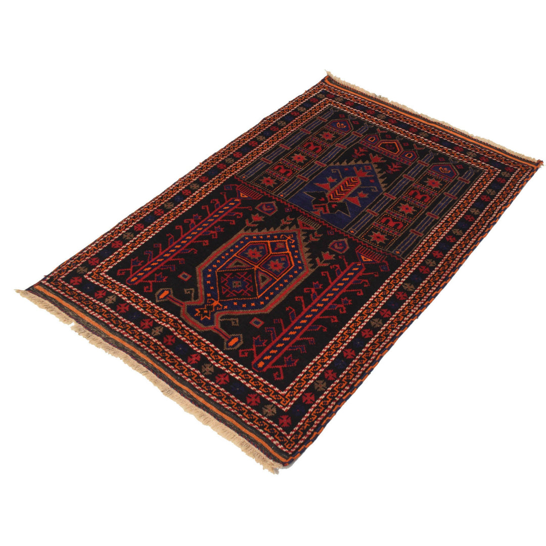 Afghan Prayer Rug 3' 0" x 4' 5" Hand-Knotted pattern