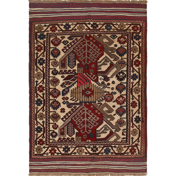 Handmade Barjista Kilim Rug 4' 2" x 6' 1" - No. AL43595