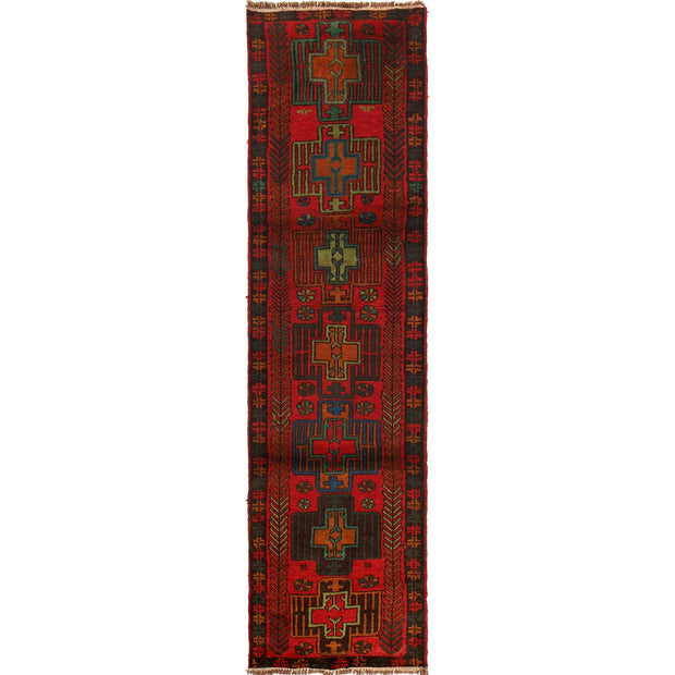 Hand-Knotted Baluchi Runner Rug 2' 7" x 10' 1" - No. AL70920