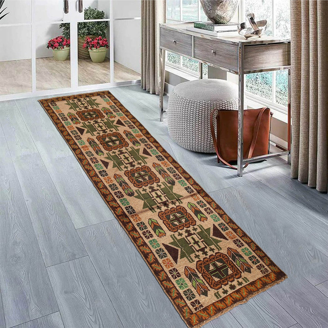 Hand-Knotted Baluchi Runner Rug 2' 8" x 9' 6" - No. AL31452