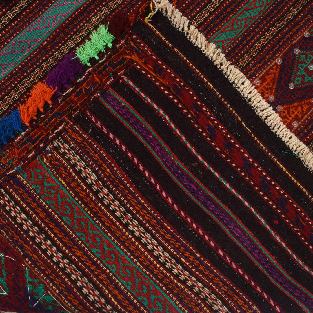 Afghan Kilim Rug 4' 8" x 7' 1" Flat-Weave border