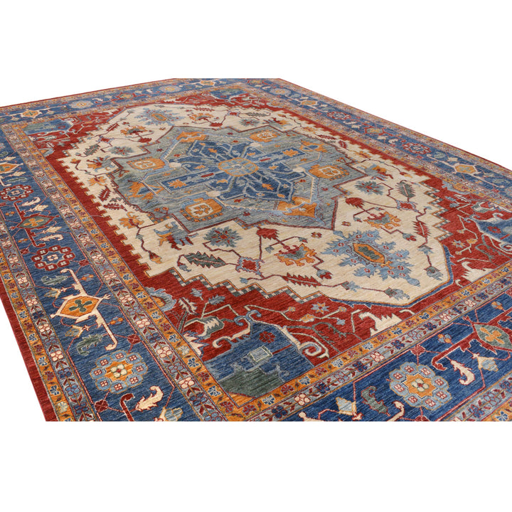 Afghan Heriz Rug 9'11" x 13'10" Hand-Knotted pattern