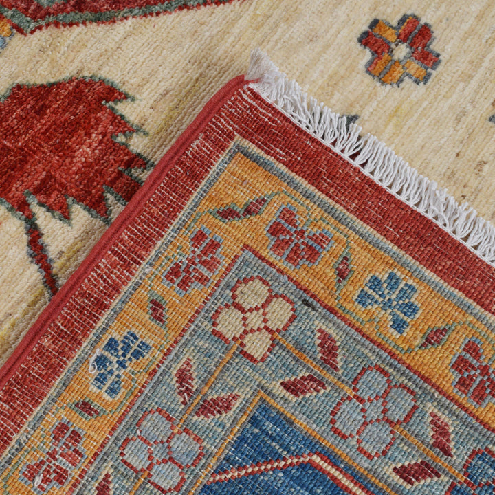 Afghan Heriz Rug 9'11" x 13'10" Hand-Knotted border